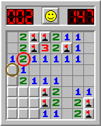 Minesweeper, solving example, section 10