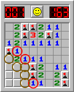 Minesweeper, solving example, section 11