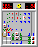 Minesweeper, solving example, section 12