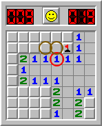 Minesweeper, solving example, section 3