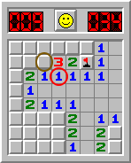 Minesweeper, solving example, section 4