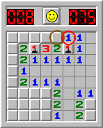 Minesweeper, solving example, section 6