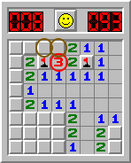 Minesweeper, solving example, section 7