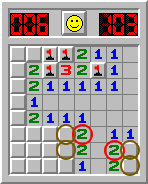 Minesweeper, solving example, section 8