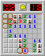 Minesweeper, solving example, section 9